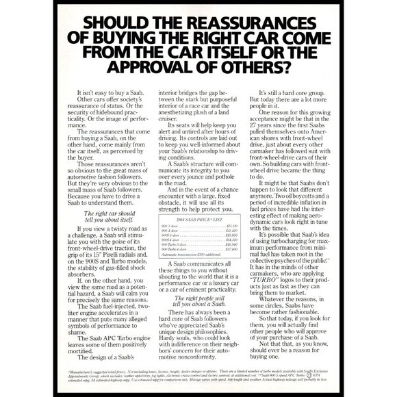 1984 Saab 900 Turbo 2 Page Vintage Print Ad Sheep Herd Country Road Hills Photo - Picture 1 of 3